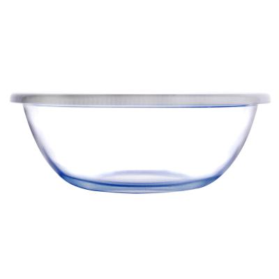 China Sustainable 2L Clear Borosilicate Tempered Glass Heat Resistant Mixing Bowl With Lid BPA Free for sale