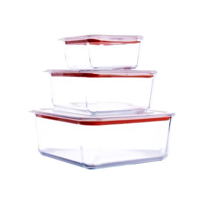 China High Quality Heatable Borosilicate Rectangular Heat Resistant Tempered Glass Container Sets With Lid BPA Free for sale