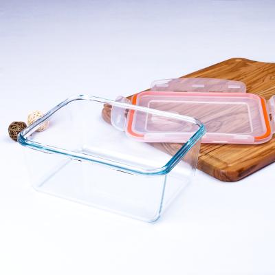 China High Quality Heatable Borosilicate 2L Rectangular Heat Resistant Tempered Glass Container With Lid BPA Free for sale