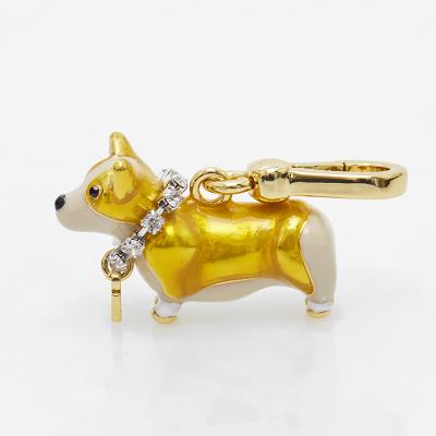 China New Type Brass Gold Plating Luster Hot Price Hand Painted Pendant Fashion Golden Charm Cute Pet Puppy New Pendant Necklace for sale