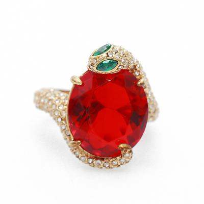 China Factory direct selling CLASSIC simple red instant simple fashion adjustable luxury red large size snake diamond zirconium zirconium animal ring for sale