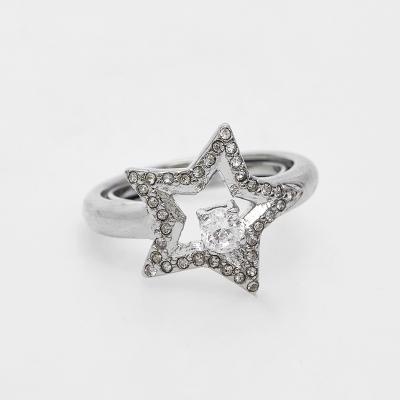 China CLASSIC cheap gold plated jewelry 18k hollow glitter wholesale and retail star Diamond Crystal Large Size Adjustable Rings for girls for sale