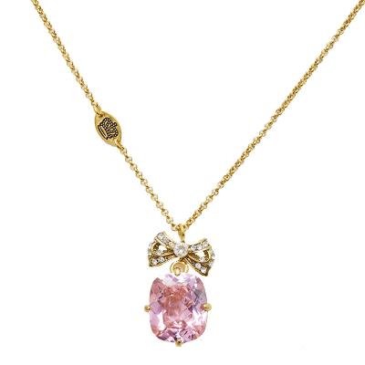 China TRENDARY High Quality Wholesale Fashion Hot Selling Zircon Knot Bow Pendant Necklace For Girlfriend Gifts for sale