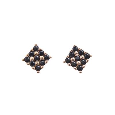 China Trendy high-end fashion diamond-studded European square earrings and American hip-hop simple and small unisex earrings for sale