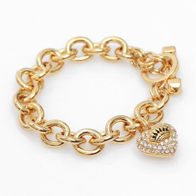 China Wholesale Thick New Styte Best Quality TRENDY Heart Crown Chain Bracelet Fashion Jewelry For Girlfriend Gift for sale