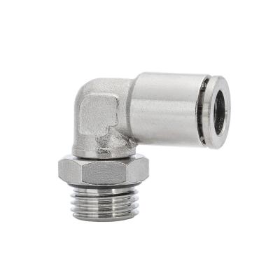 China Building Material Shops PL Push In Fitting Brass Metal Air Coupler One Touchin Elbow Pneumatic Air Fitting 90 Degree Pneumatic Hose Fittings for sale