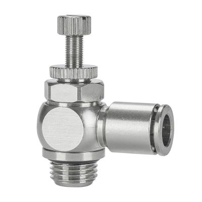 China Building Material Shops Metal Adjustable Pneumatic Proportional Nickel Plated Material SL Air Speed ​​Control Brass Air Flow Valve With O-Ring for sale