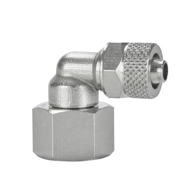 China Building Material Stores PLF Thread Knurling Hex Nut Push On Elbow Pneumatic Brass Fitting Pipe Fitting for sale