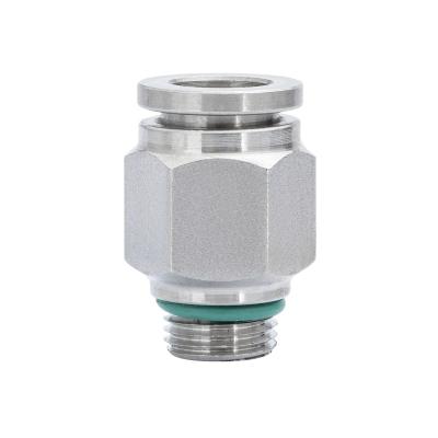 China High quality threaded stainless steel ss304 316 pc tube pneumatic fitting of building material stores with one o ring stainless steel contact fitting for sale