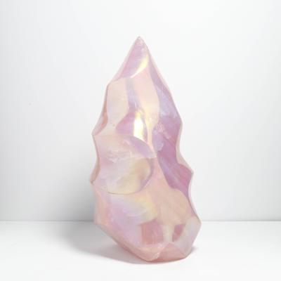 China Aura Crafts Rose Quartz Flames Reiki Stone from Europe crystal healing stones for meditation for sale