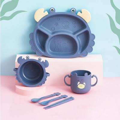 China 2021 New Design Sustainable Children's Dish Grid Household Creative Cartoon Falling Baby Anti Kids Chileren Tableware Set for sale