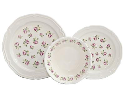 China Sustainable French Vintage Salad Bowl Applique Embossed Plates Ceramic Dinnerware Set for sale