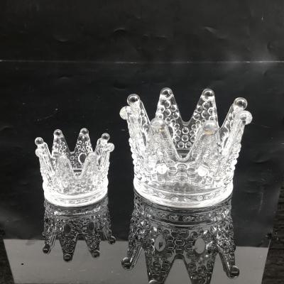 China Crystal Glass Ashtray Household Crown creative decorative open candle holder cigar ashtray for sale