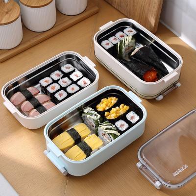 China Heatable Fashionable Gift Customize Creative Transparent Stainless Steel Lunch Box Student Bento Lunch Box for sale