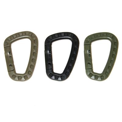 China Plastic D Shape Mountaineering Buckle Snap Clip Plastic Steel Climbing Carabiner Key Chain Hanging Hook Fit Outdoor Army for sale