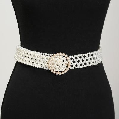 China Wholesale plastic bead trend design ladies new fashion bead braided waist chains belt for women alloy buckle belt for sale