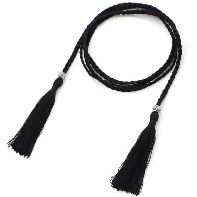 China High Quality Polyester Lady Dress Waist Leather Tassel Belt For Women Rope Belt for sale