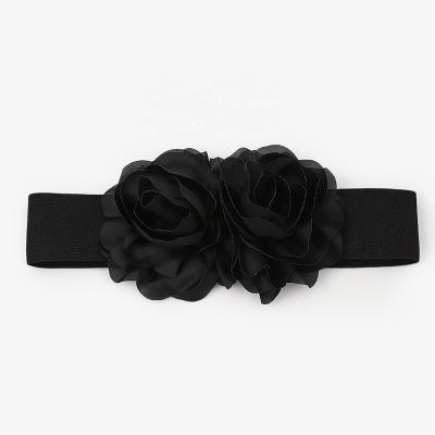 China Fashion European and American elastic fabric flower soft belts for women belt decoration costume elastic dress woven belt for sale