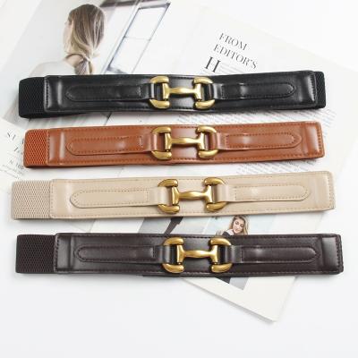 China Fashion PU Metal H Buckle Dress Elastic Korean Version PU Leather Waistband Decoration Soft Waist Belt for sale