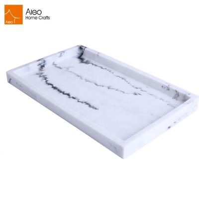 China Customized Fashion/Condition Hotel Room Service Tray High Quality Hotel White Marble Bathroom Amenity Towel Guest Towel Amenities Tray for sale