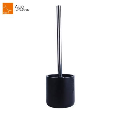 China Fashion/Customized Condition Factory Black Polyresin Holder Easy Cleaning Home Tools Soft Silicone/Plastic Toilet Brush With Logo for sale