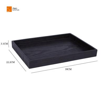 China Fashion / Customized Requirement Customized Polyresin Wood Style Hotel Bathroom Sets Polyresin Amenity Tray for sale