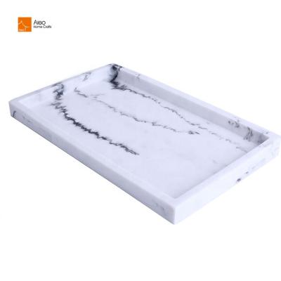 China 2018 fashion/customized factory price sale hot condition polyresin marble finish rectangular amenity small tray customized tray for towel for sale