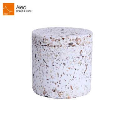 China Sustainable Cotton Pads / Cotton Pads Terrazzo Storage Rack With Mobile Cover Terrazzo Pot for sale