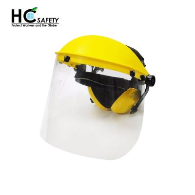 China High Shock Resistant For Dust Proof And Water Liquid Splash HC800B Clear PC Safety Protective Mask Earmuff UV Protective Coverall For Grinding for sale