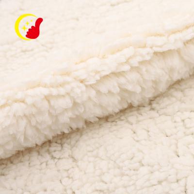 China Other Wholesale Fashion Super Soft Thick White 100% Polyester Fleece Sherpa Fabric for sale