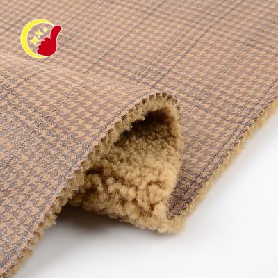 China Other Wholesale Polyester Fleece Elastic Bonded Sherpa Suede Fabric For Clothes for sale