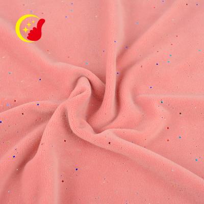 China Other Design Goods Ready Made Elastic Glitter Pleuche Velvet Fabric Custom Made Shiny Dress For Clothes for sale