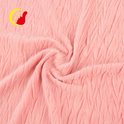 China Other Ready Goods Pink Color Polyester Spandex Knitted Velvet Crushed Velvet Fabric Wholesale For Garment for sale