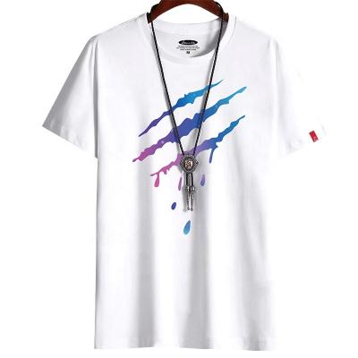 China Anti-Wrinkle 2021 Printed Casual Logo Custom White 100% Cotton T-shirt Men Short Sleeves With Graphic Images for sale