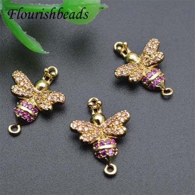 China Color Can Dwell Long Time Unique Jewelry Gold Plated Cute Little CZ Pave Animal Bee Charm Pendant for sale