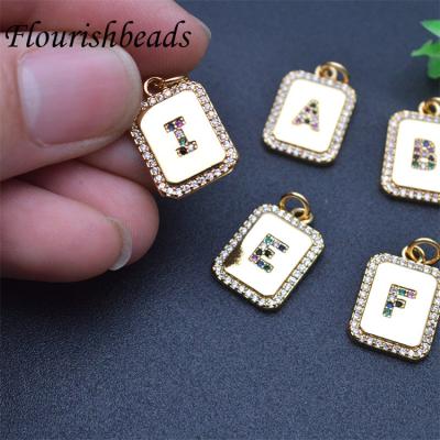 China Color Can Stay Long Time Bling Rhodium Plated Wholesale CZ Gold Pave 26 English Alphabet Letter Pendant Charm for sale