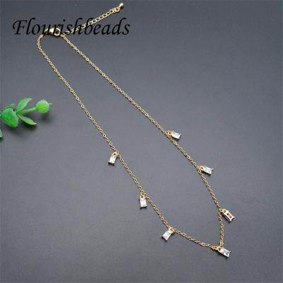 China Color Can Remain Long Time Fashion Style Gold Plated White Rectangle Zircon Necklace For Women for sale