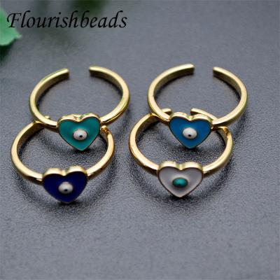 China Color Can Stay Long Time Fashion Design Multi Colors Gold Plated Enamel Adjustable Eye Ring for sale