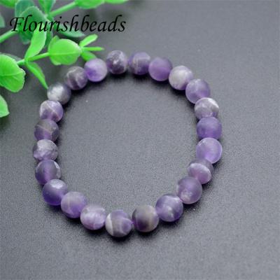 China Gemstone Beads Fashion Women Matte Amethyst Stone Round Beads Natural Stretch Bracelet Jewelry Gemstone for sale