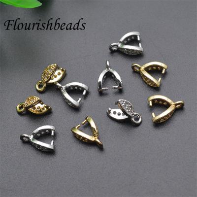 China Color Can Stay Long Time Girls Accessories Jewelry Gold Rhodium Plated CZ Pave Melon Seed Pendant Clasp for sale