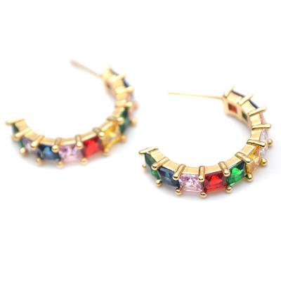 China Flourishbeads Fashion Cute Woman Jewelry Multi Color CZ Pearl Half Round Stud Earrings for sale