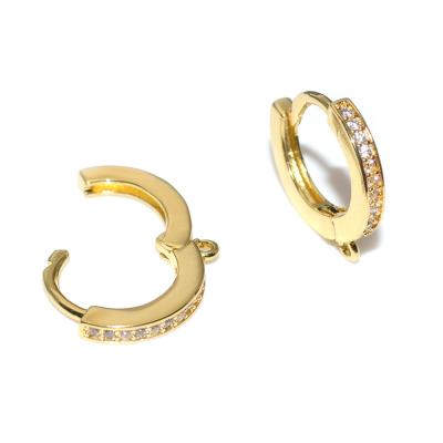 China Clear CZ Zircon Micro Setting Round Shape Circle Earring Hooks Jewelry Findings Round for sale