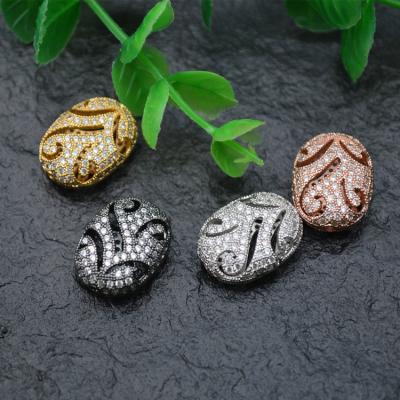 China Flourishbeads CZ Spacer Beads or Charms Beads Cavity Paved Out of Vein Shape Flat Oval Flower Metal Charm Beads for sale