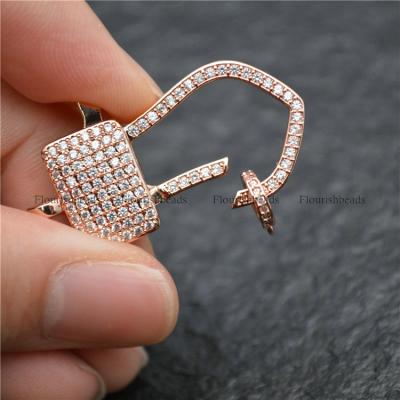 China Large Necklace Clasps 18X25mm Hooks Jewelry Clasps Zircon Beads Pave Jewelry Connector Findings DIY Making Lobster for sale