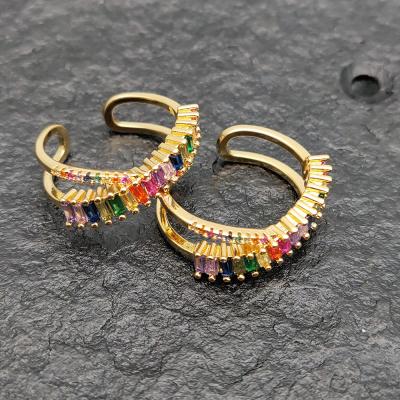 China Mix Rainbow Color Romantic CZ Wand Zircon Pearl Metallic Band Rings Fashion Imitate Gem Wedding Party Jewelry for sale