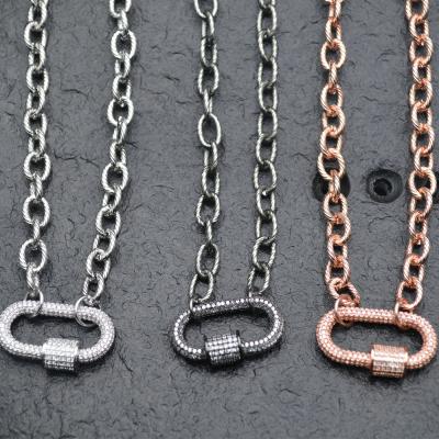 China FASHIONABLE CZ Beads Paved Popular Lock Shape Linked Chains Pendant Jewelry for sale