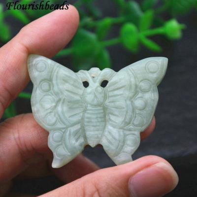 China Jade Carved Flourishbeads Pendant Hsiuyen Antique Natural Jade Carved Butterfly Gemstone Pendant for sale