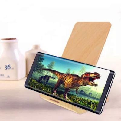 China Microphone 15W Wooden Grain QI Fast Wireless Charger With Fast Charging Stand for sale