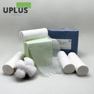 China Disposable 100% cotton gauze bandage by cutting wound absorbent 100% cotton gauze bandage factory price for medical care and hospital use for sale