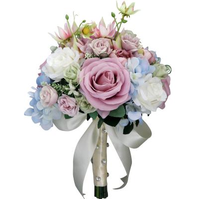 China European wedding party decoration flower bouquet simulation rose bride holding flower home decoration bouquet wholesale rose spray package for sale